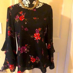 Worthington Black Floral Blouse